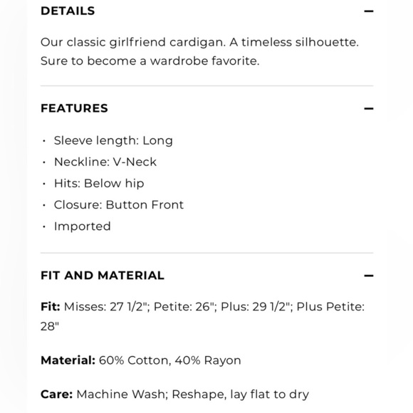 Women’s Talbots Button Front Girlfriend Cardigan Long Sleeve V-Neck Sweater XS - Picture 14 of 16